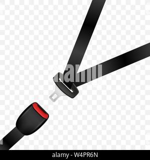 Realistic unlocked safety belt. Automobile open seat belt Stock Vector