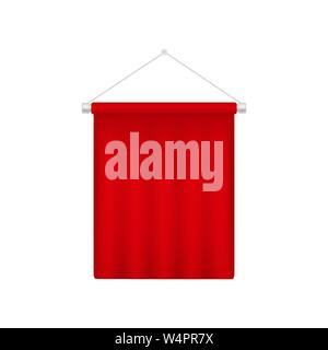 Realistic pennant template. Red blank 3D flag Stock Vector