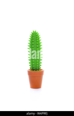 Plastic cactus isolated on white Stock Photo