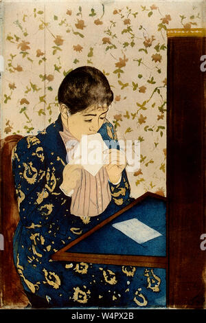 The Letter (circa 1891) - 19th-century American Impressionist Painting by Mary Cassatt - Very high resolution and quality image Stock Photo