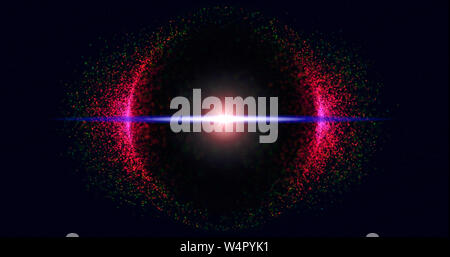 Abstract Glitter Particles In Circle on black background Stock Photo