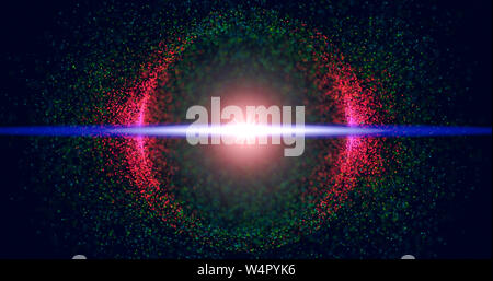 Abstract Glitter Particles In Circle on black background Stock Photo