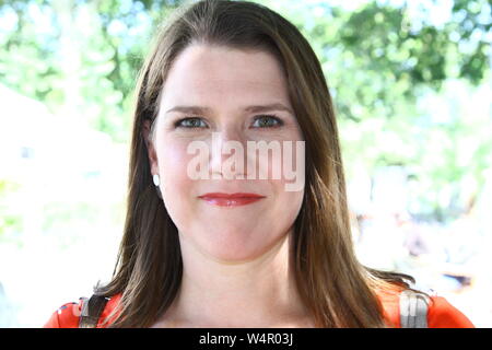 JO SWINSON IN WESTMINSTER ON THE 24TH JULY 2019. LEADER OF THE LIBERAL DEMOCRATS. LIB DEMS. MPS. BRITISH POLITICIANS. UK POLITICS. STOP BREXIT.  REVOKE ARTICAL 50. RUSSELL MOORE PORTFOLIO PAGE. Stock Photo