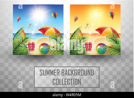 Beautiful summer beach background collections Stock Vector