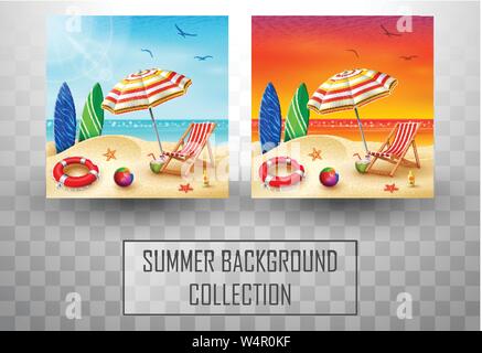 Beautiful summer beach background collections Stock Vector