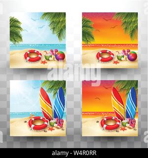 Beautiful summer beach background collections Stock Vector