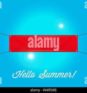 Blank Empty Red Banner Vinyl Banner With Grommets Hello Summer
