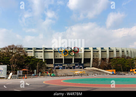 Seoul, South Korea - March 21 2019 : Olympic Stadium in Seoul Sports Complex Stock Photo