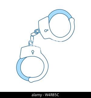 Handcuff Icon. Thin Line With Blue Fill Design. Vector Illustration. Stock Vector