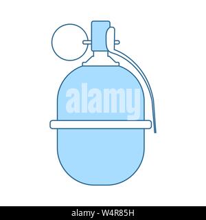 Attack Grenade Icon. Thin Line With Blue Fill Design. Vector Illustration. Stock Vector