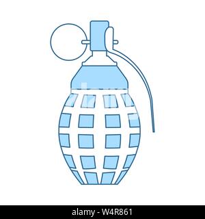 Defensive Grenade Icon. Thin Line With Blue Fill Design. Vector Illustration. Stock Vector