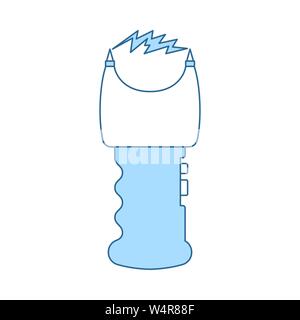 Stun Gun Icon. Thin Line With Blue Fill Design. Vector Illustration. Stock Vector