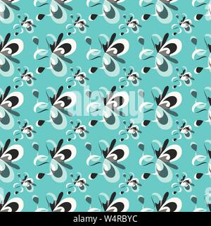 abstract objects retro style on a blue background seamless pattern Stock Vector
