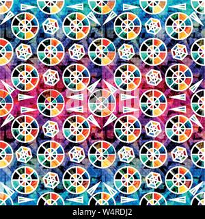 small circles and polygons on a bright color background Stock Vector