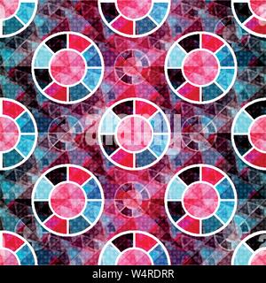 abstract polygons and circles on a beautiful geometric background seamless pattern vector illustration Stock Vector