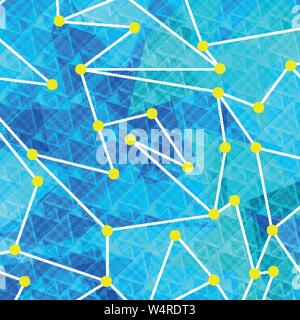 white lines and yellow circles on a blue geometric background vector illustration Stock Vector