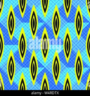 abstract geometric objects on blue background seamless pattern vector illustration Stock Vector