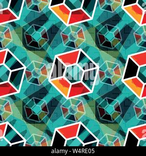 beautiful polygons Abstract seamless geometrical pattern on a green background Stock Vector
