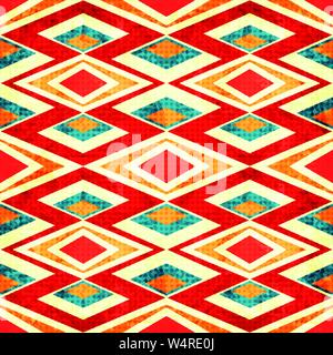 abstract colored polygons in retro style grunge effect seamless pattern Stock Vector