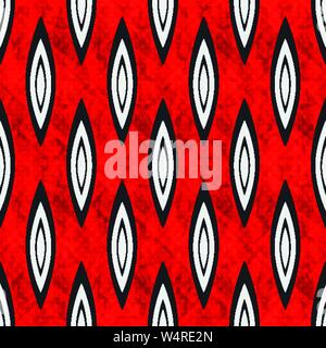 geometric abstract objects on red background seamless pattern Stock Vector