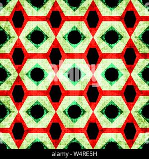 colorful geometric seamless pattern in retro style grunge effect Stock Vector