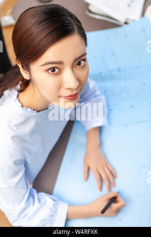 Portrait of female architect, Beijing, China Stock Photo