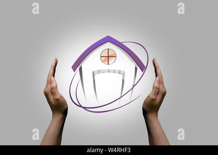 Close up of a person hands showing a dream home Stock Photo