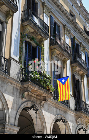 View of Placa Reial in Barcelona, Catalonia in Spain Stock Photo