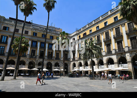 View of Placa Reial in Barcelona, Catalonia in Spain Stock Photo