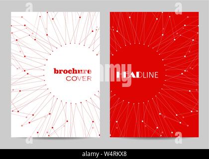 Brochure template layout design. Abstract geometric background with connected lines and dots Stock Vector