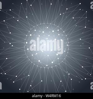 Geometric pattern with connected lines and dots. Stock Vector