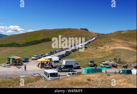 CASTELLUCCIO DI NORCIA, ITALY – JULY 14, 2019: Tourism continues to flourish despite the devastating earthquake of 2016. Stock Photo