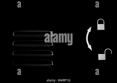 The work of opening and closing system on the right hand side. Stock Photo