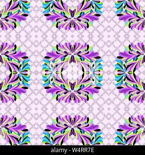 flower petals abstract vector seamless pattern on a geometric background Stock Vector