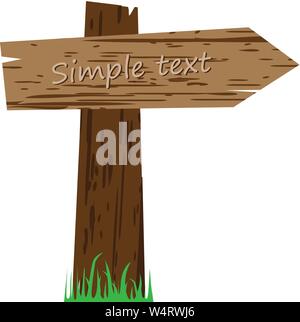 Wooden sign on a grass  vector illustration isolated Stock Vector
