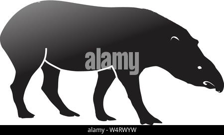 Tapir Silhouette Vector isolated on White Background Stock Vector