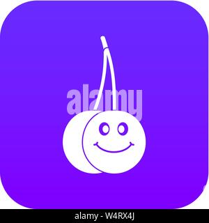 Ripe smiling cherry icon digital purple Stock Vector