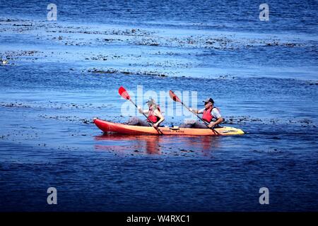 San Francisco, USA. 20th July, 2019. People paddle on the sea in Monterey, California, the United States, July 20, 2019. Credit: Wu Xiaoling/Xinhua/Alamy Live News Stock Photo