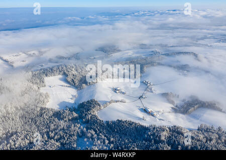Aerial view of snow covered landscape, Gaisberg, Salzburg, Austria Stock Photo