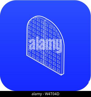 Ancient arched double doors icon blue vector Stock Vector