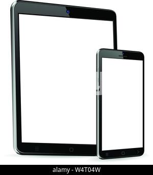 Tablet with cellphone mock up Stock Vector
