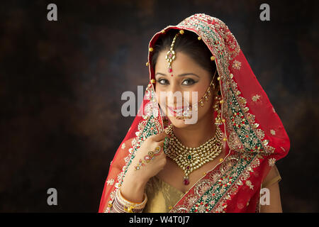 Portrait of a Punjabi bride smiling Stock Photo