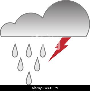 Cloud with rain and lightning bolt vector illustration Stock Vector