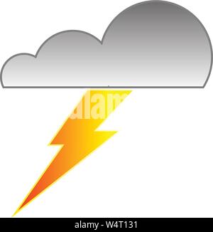 Cloud with rain and lightning bolt vector illustration Stock Vector