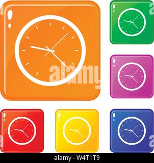 Wall clock icons set vector color Stock Vector