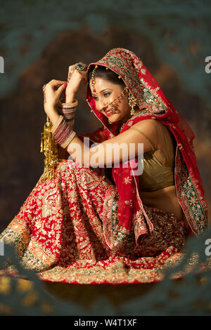 High angle view of an Indian bride sitting Stock Photo - Alamy