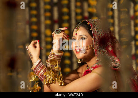 Punjabi bride smiling Stock Photo