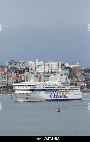 Pont-Aven arrives at Santander from Plymouth. Stock Photo