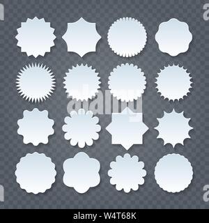 Various Shape Papercut Price stickers Sale Badge Set on transparent background. Vector illustration Stock Vector