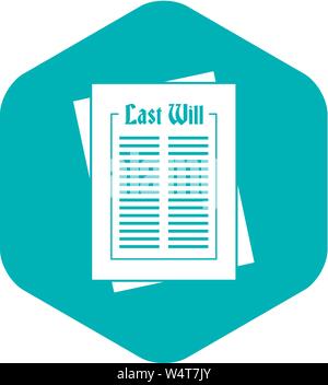 Will icon, simple style Stock Vector